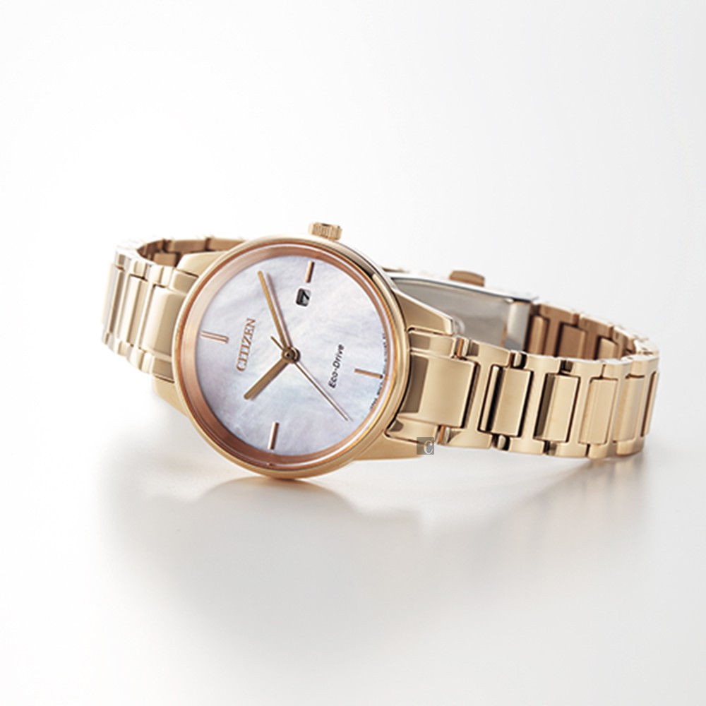 CITIZEN 星辰 光動能珍珠貝女錶 EW2593-87Y, , large