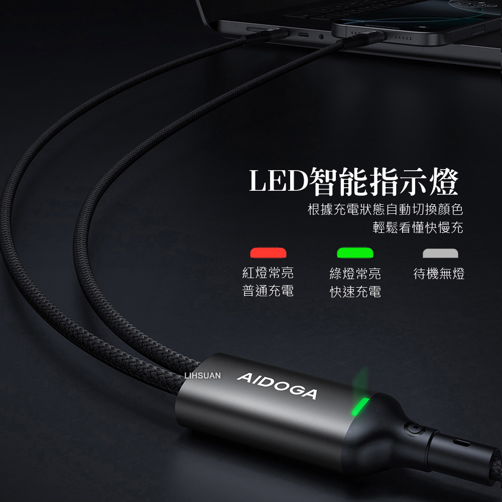 AIDOGA DC4191 C to C+Apple Watch Charging cable, , large