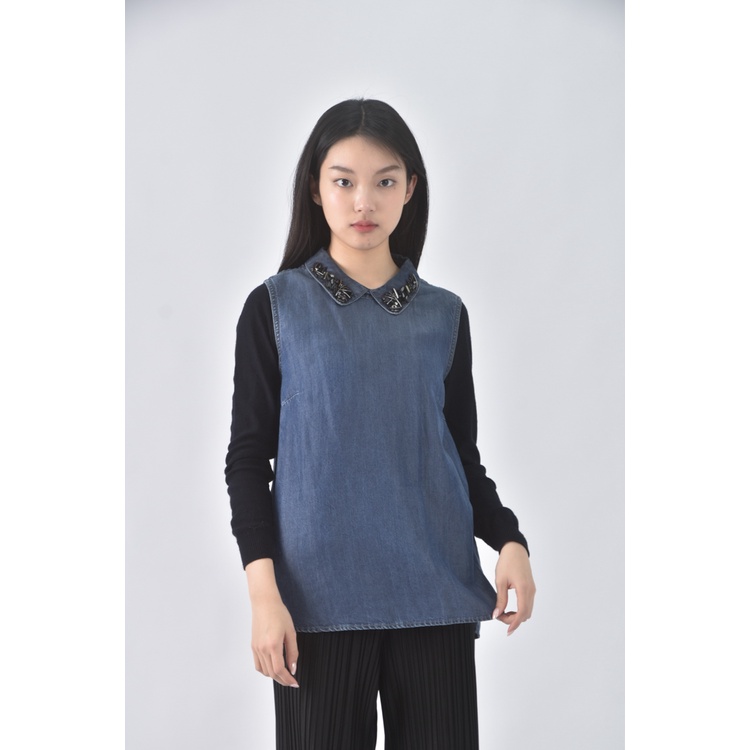 (S) fashion show質感棉質藍色長袖上衣二手衣, , large