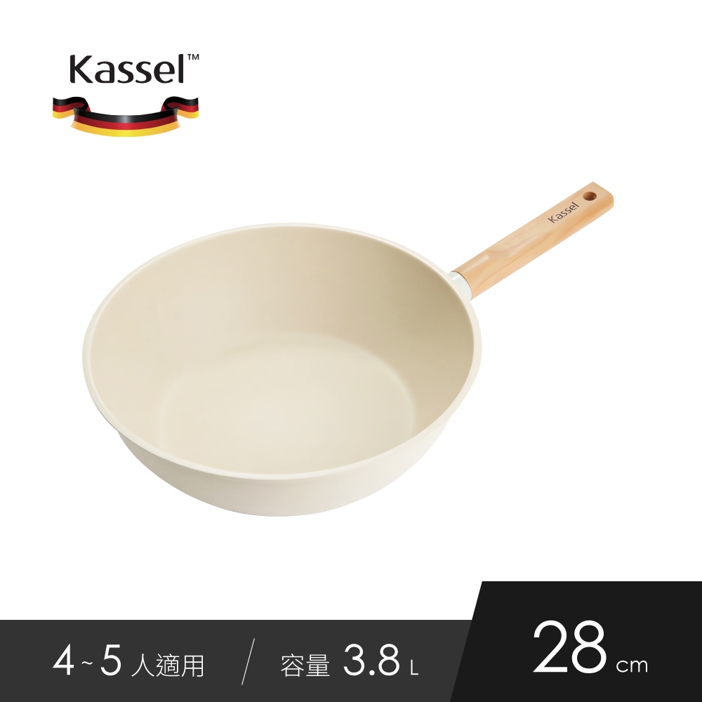 韓國Kassel 珍珠陶瓷深型超輕不沾炒鍋-28cm+韓國Kassel 鑽石超導熱不沾平底鍋-30cm, , large