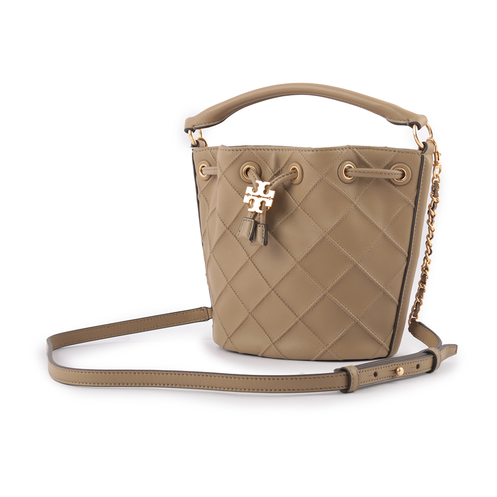 TORY BURCH Fleming  縫線皮革小款水桶包/亞麻棕, , large