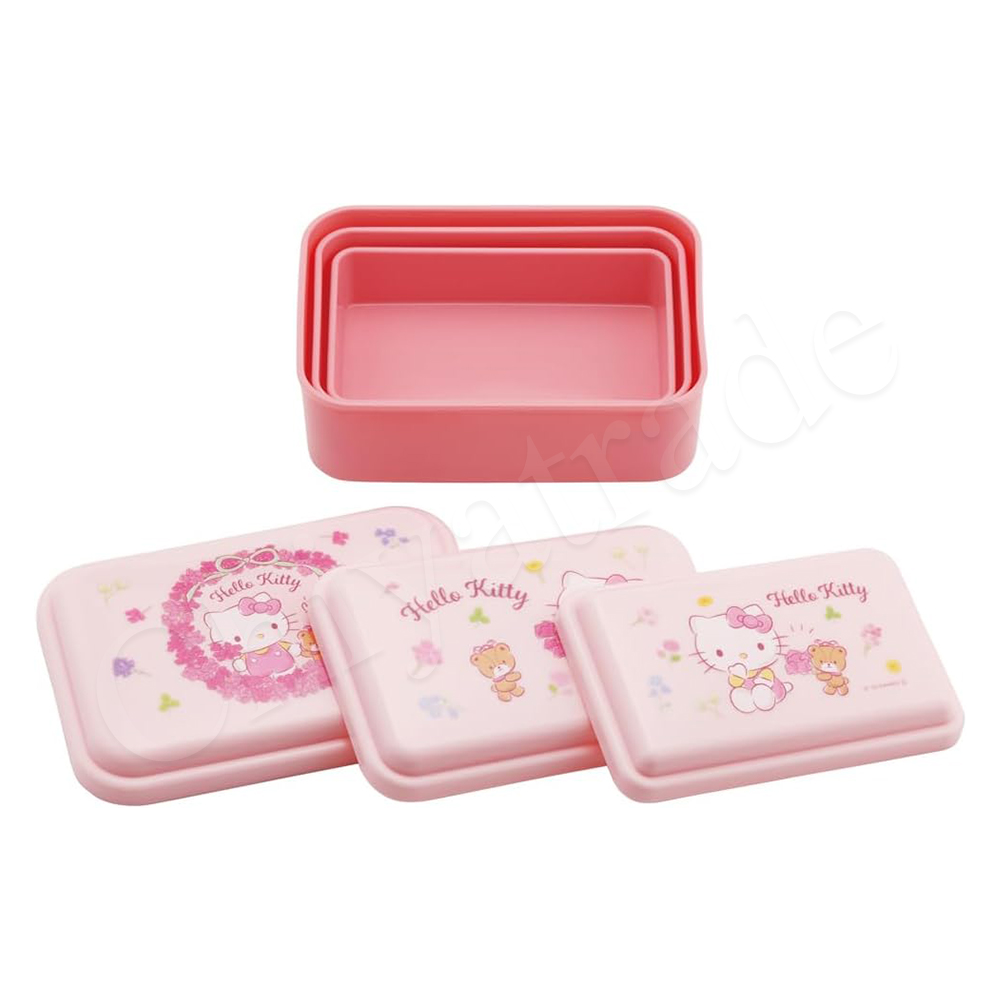 【百科良品】日本製  便當零食盒 保鮮餐盒 抗菌加工Ag+(三件組)-任選款 凱蒂貓/哆啦A夢, , large