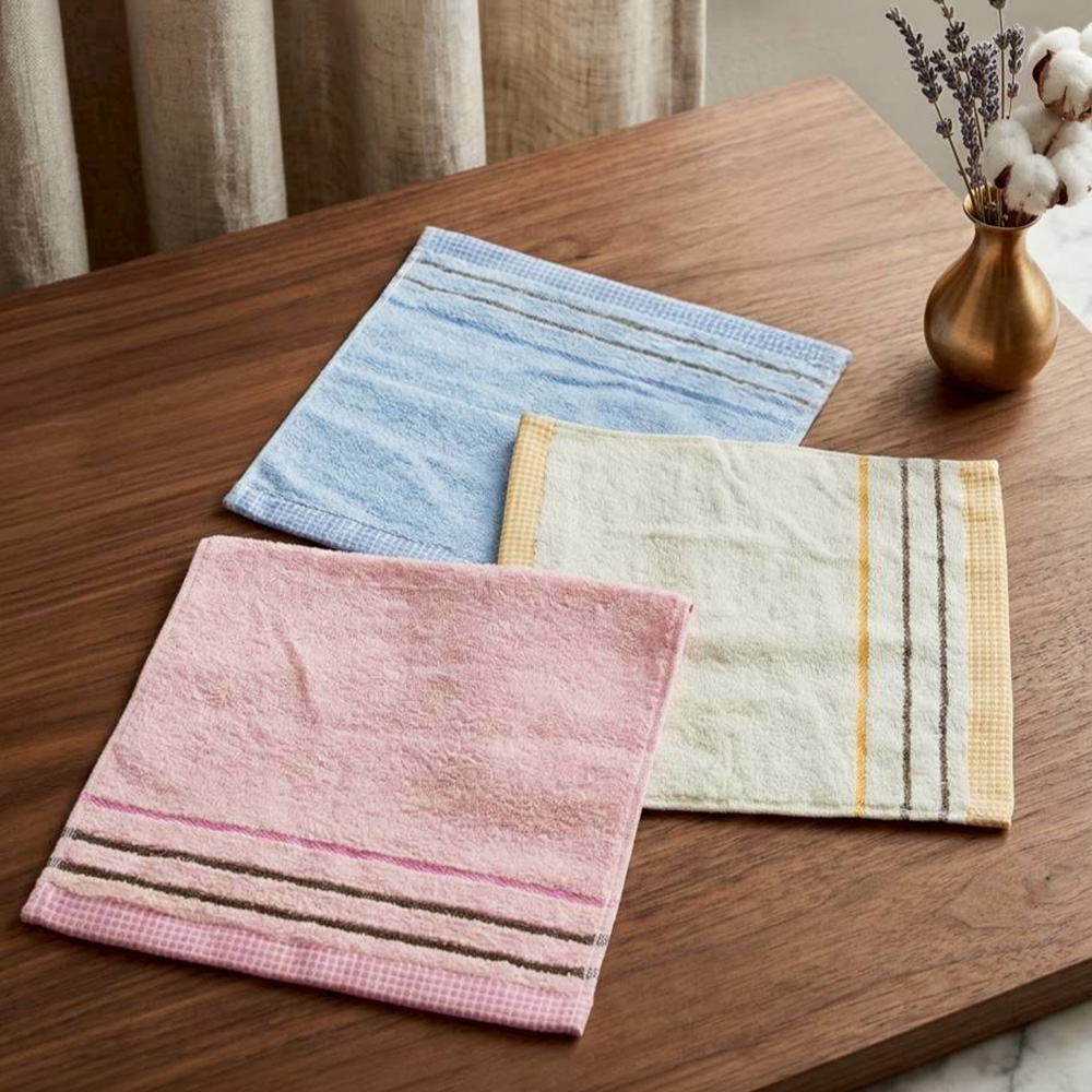 [Kaimei Cotton] MIT Lightweight Quick-Dry Pure Cotton Washcloths (28x30cm) - Kindergarten Handkerchiefs / Facial Towels, , large