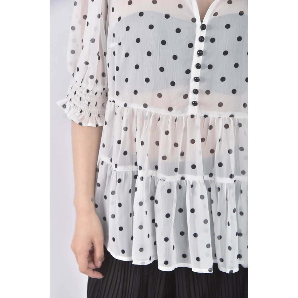 (M) moma點點白色短袖上衣二手衣, , large