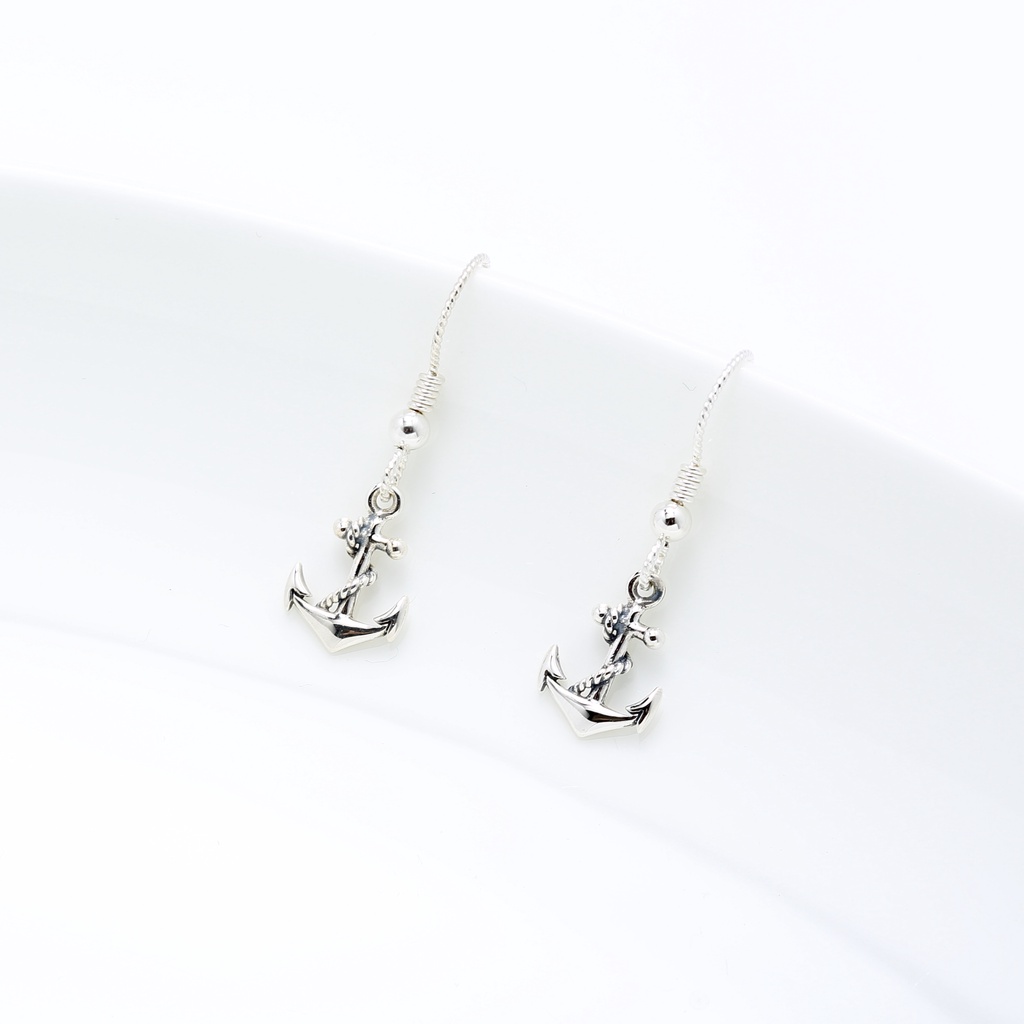 【Angel & Me】繩結 船錨 s925 純銀 耳環 耳勾 耳夾 生日 禮物, , large