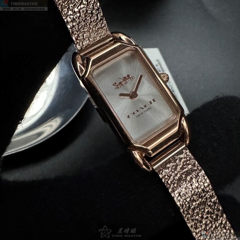 [星晴錶業]COACH手錶,18mm, 28mm,CH00208銀白錶面玫瑰金錶殼玫瑰金色精鋼錶帶款, , large