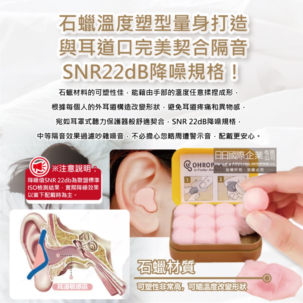 [日日好物]德國OHROPAX安耳悠-Classic柔軟蠟質溫度塑型貼耳式隔音耳塞6對/黃盒(SNR 22dB降噪規格,CE歐盟認證,靜音舒適保護聽力,凡士林親膚耳塞), , large
