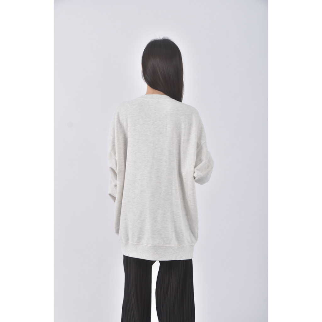 (F) riberry質感圓領灰色長袖上衣二手衣, , large