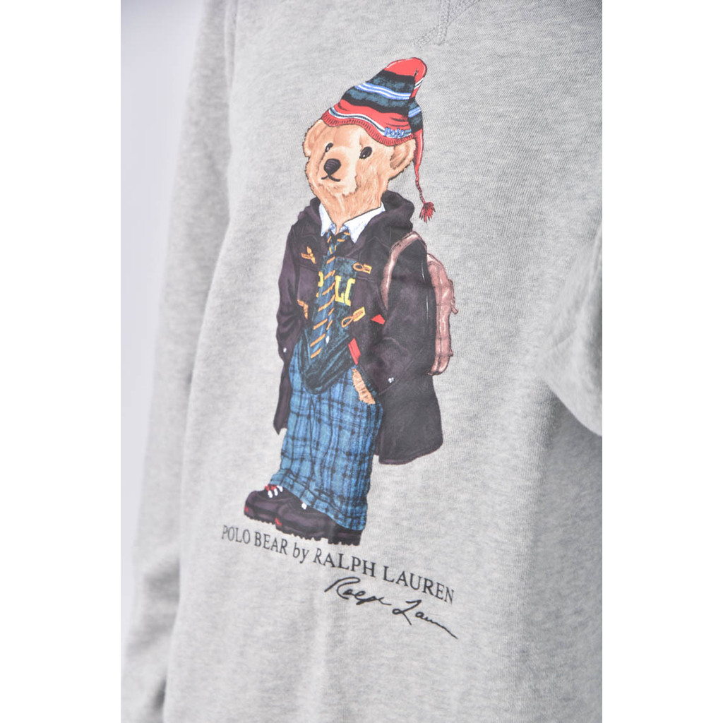 (M) polo ralph lauren棉質圖案灰色長袖上衣二手衣, , large