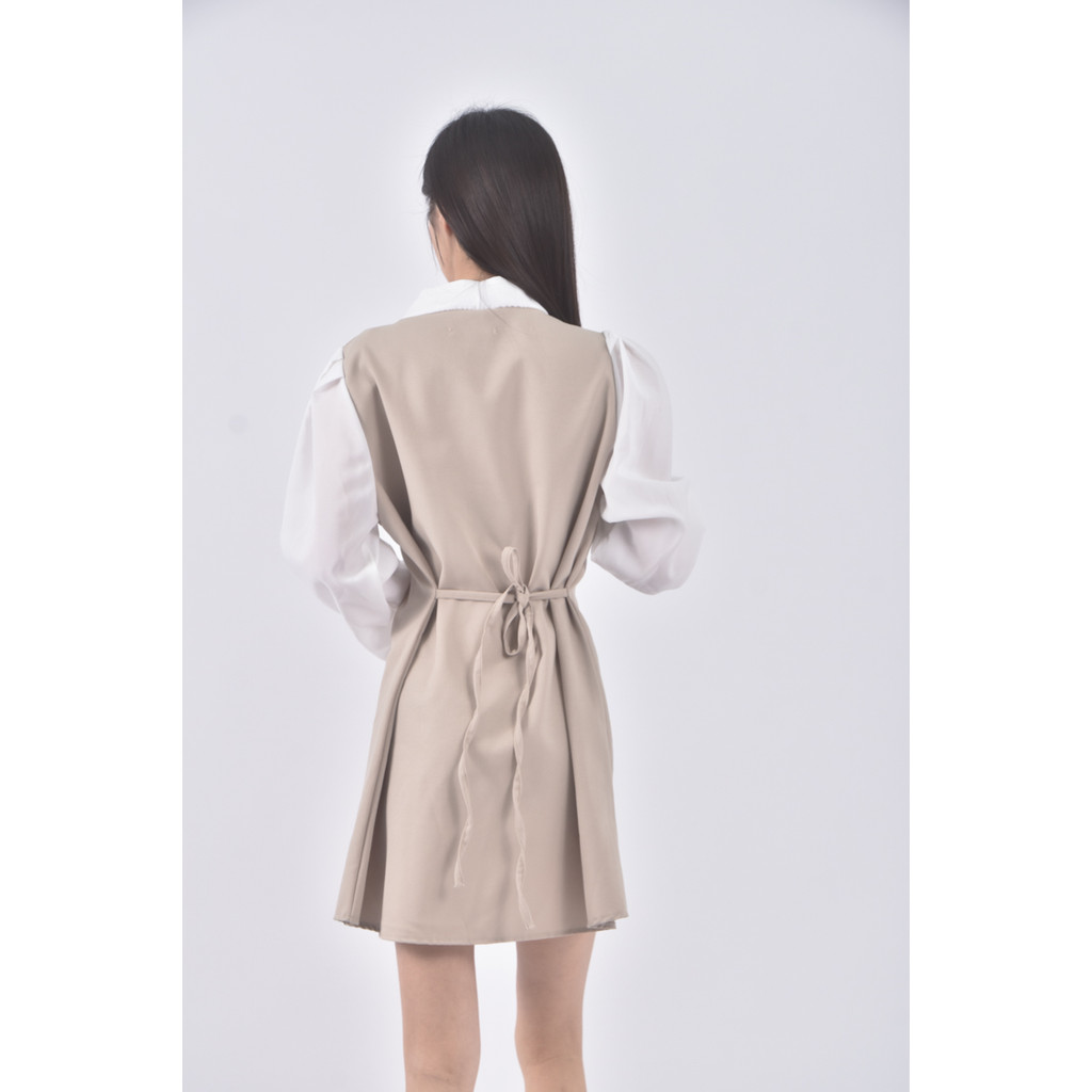 (S) miss hong韓牌質感綁帶領口綠色洋裝二手衣, , large
