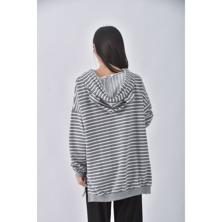 (F) dailo質感棉質純棉連帽灰色長袖上衣二手衣, , large