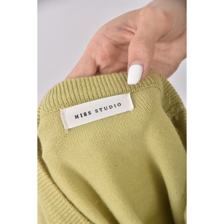 (L) miss studio質感圓領綠色長袖上衣二手衣, , large