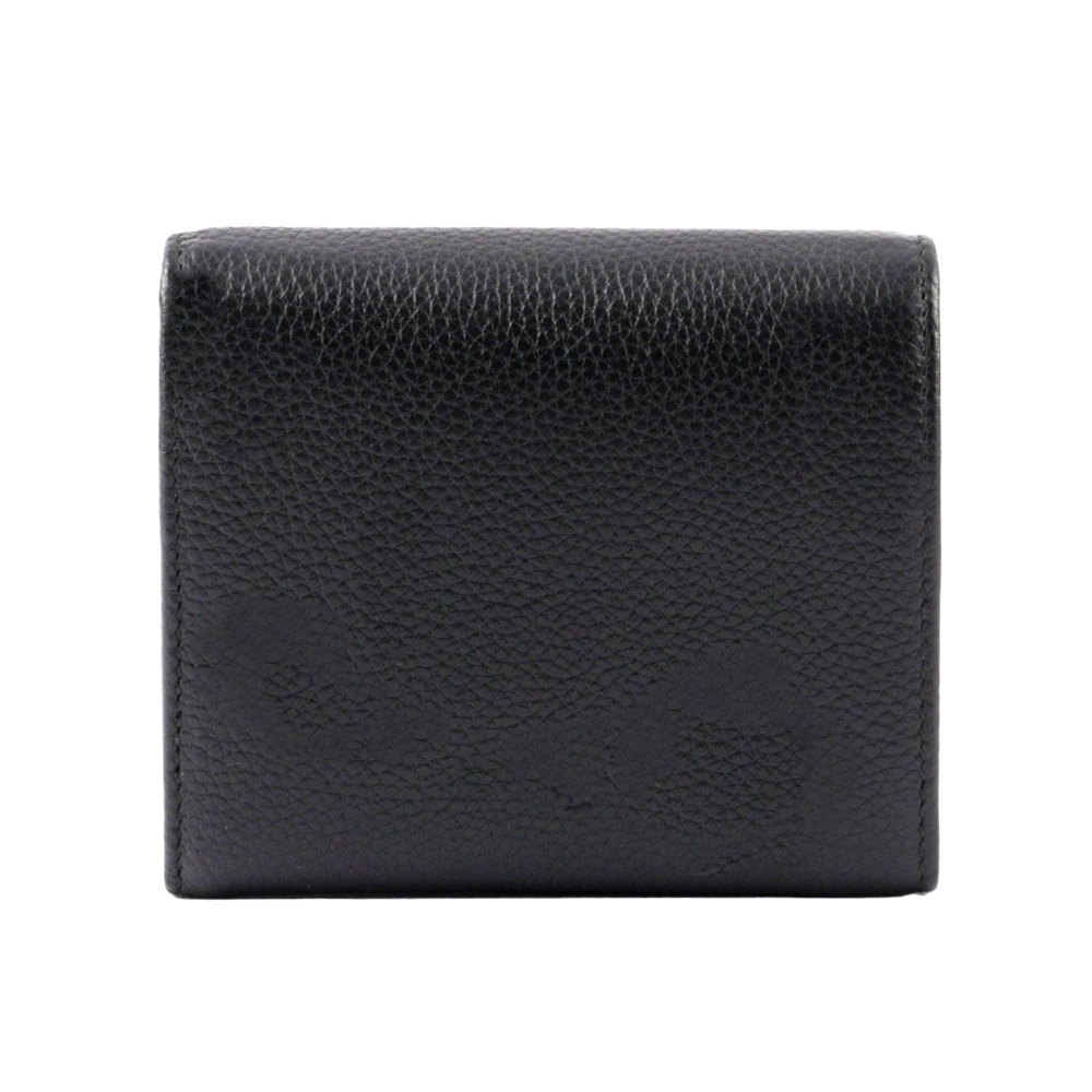 PRADA 浮雕Logo 荔枝皮革暗釦三折短夾/黑色, , large