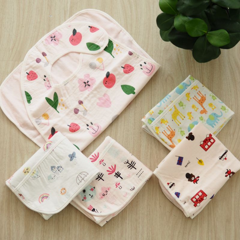 [Kaimei Cotton] Randomly excellent top-quality pure cotton gauze waterproof bib for adults, thoughtful design, exquisite quality, detailed printing, , large