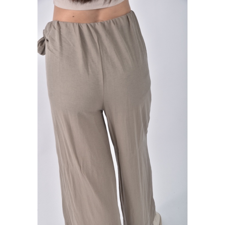 (XL) zara高腰質感鬆緊腰綠色長褲二手衣, , large