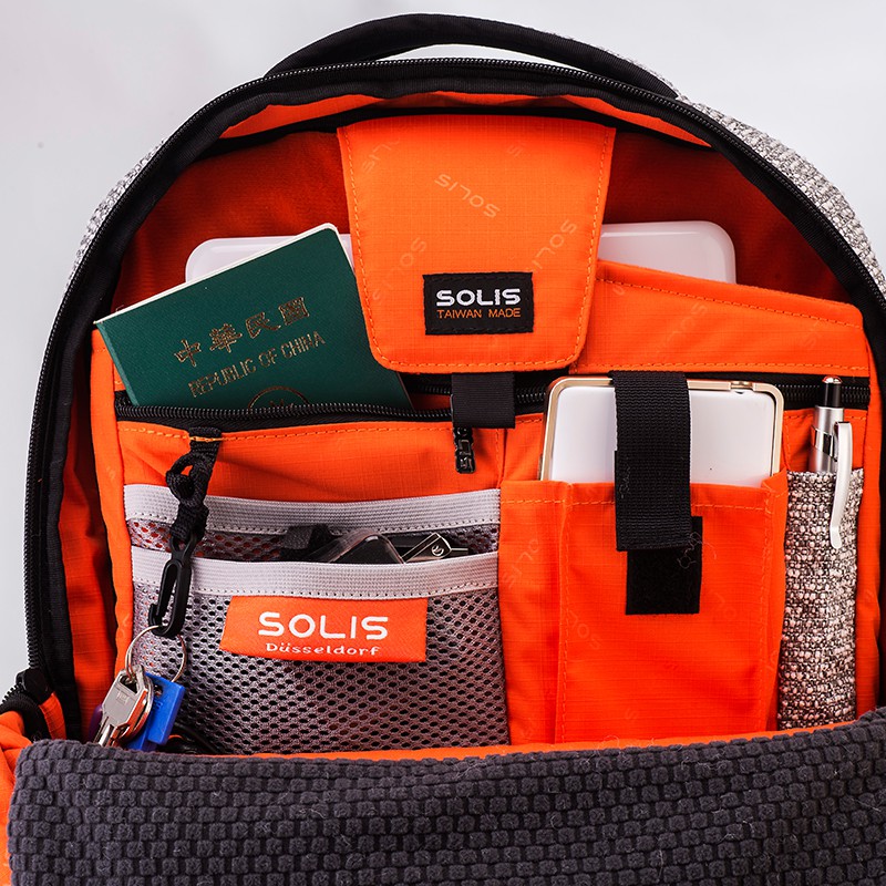 SOLIS 煙燻石系列13吋電腦後背包-麻花白, , large