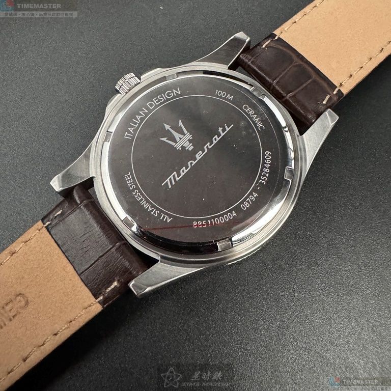 [星晴錶業]MASERATI手錶,44mm,R8851100004寶藍蜂巢幾何錶面寶藍錶殼咖啡色真皮皮革錶帶款, , large