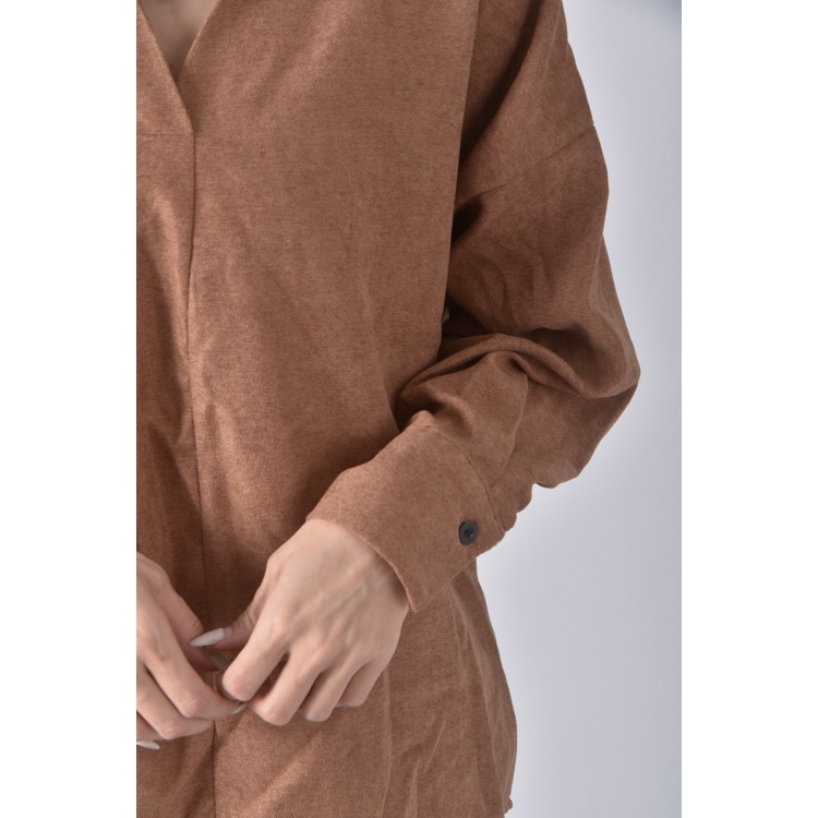 (XL) sweet後鈕扣棕色長袖上衣二手衣, , large