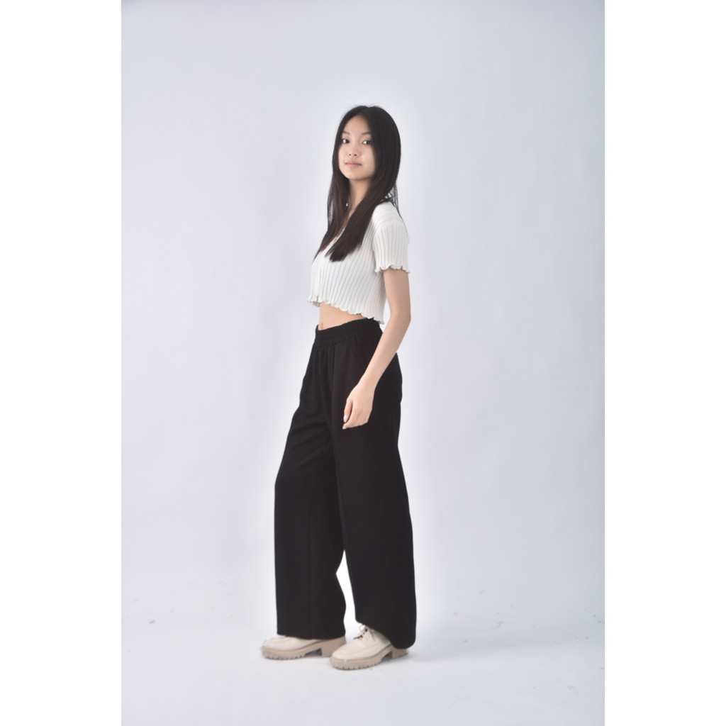 (S) studio doe高腰質感黑色長褲二手衣, , large