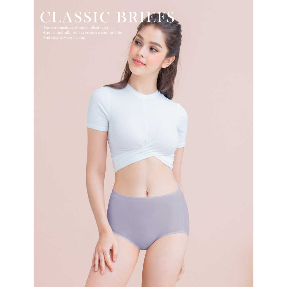 【Clany可蘭霓】美膚保養絲蛋白高腰XL-Q(2XL)內褲 玉露紫 2189-92, 玉露紫, large