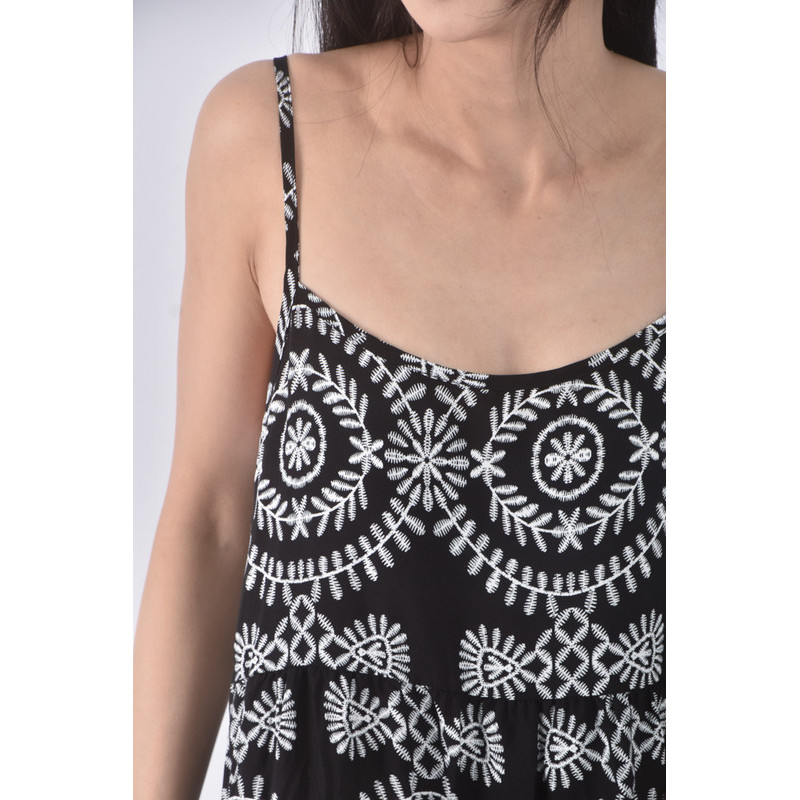 (M) 質感吊帶花紋黑色洋裝二手衣, , large