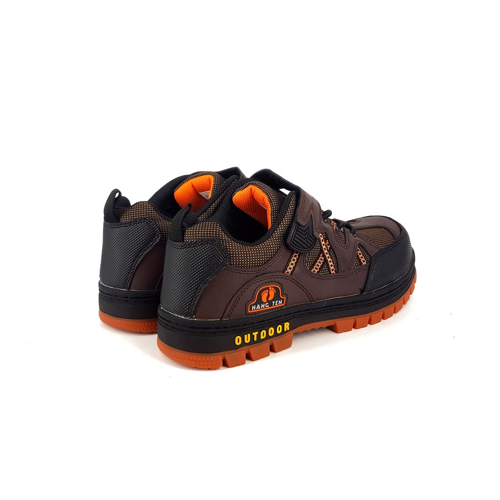 HANG TEN 鋼頭運動鞋防穿刺 工作鞋 安全鞋 防護鞋 魔鬼氈 透氣 吸濕 排汗 散熱 防砸 耐磨 止滑 咖桔 黑紅, , large