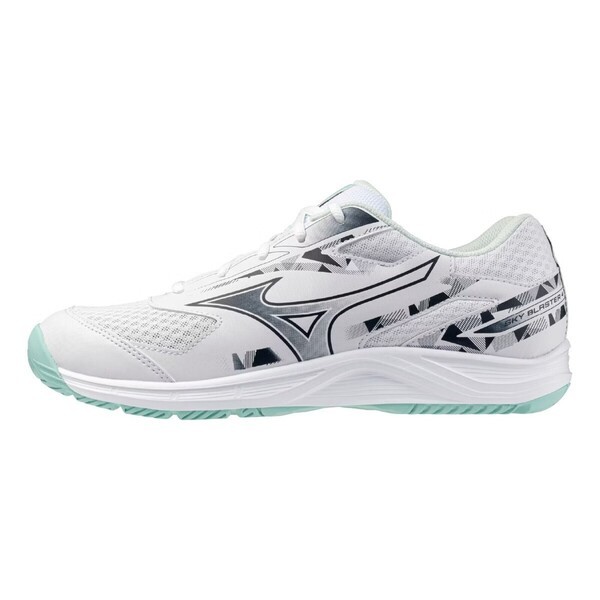 Mizuno Sky Blaster 男 羽球鞋 寬楦 支撐 抗扭 瞬移 白 黑綠 [71GA253313], , large