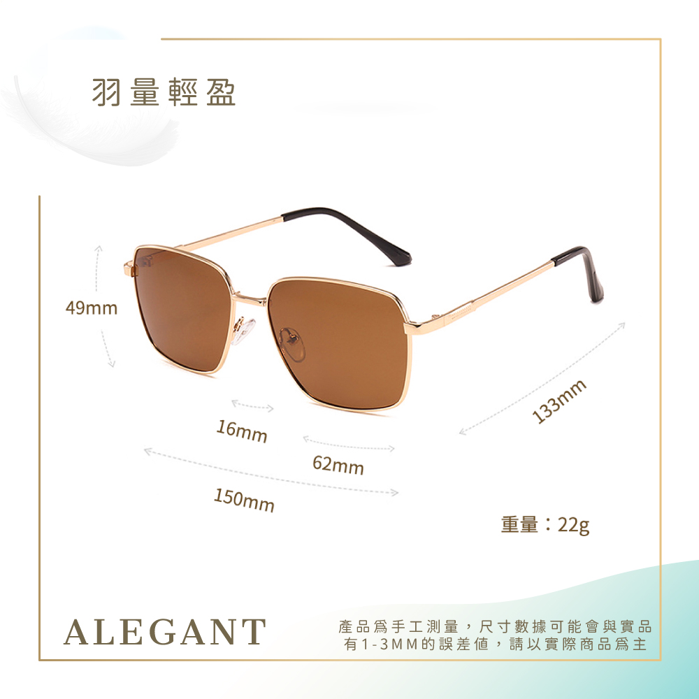 中性時尚銀翼黑寶麗來偏光太陽眼鏡/UV400墨鏡〔ALEGANT〕, , large