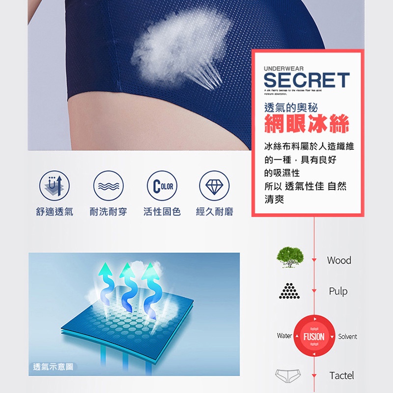 大尺碼-冰絲 高彈 透氣內褲-黑/紅/深藍/粉/紫/膚-0303083, 21紅, large