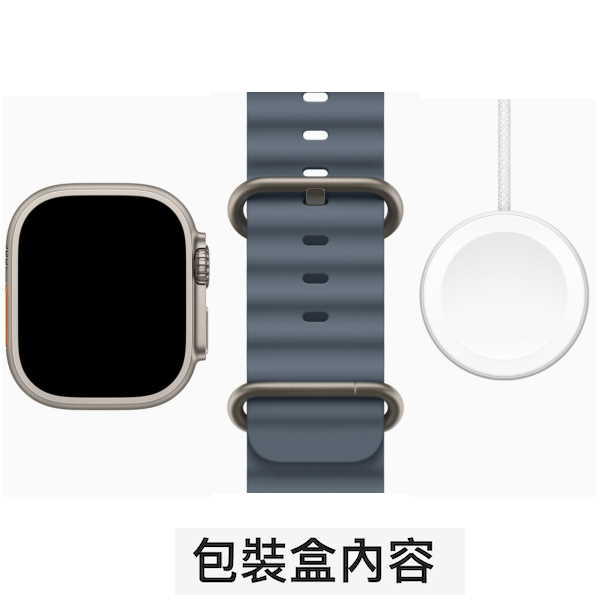 Apple Watch Ultra 3 LTE 49mm 原色鈦金屬錶殼錨藍色海洋錶帶 M/L (2025) _ 台灣公司貨 ＋ 專用 (錶貼 & 錶套), , large