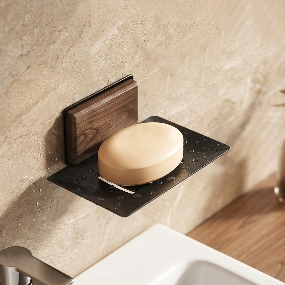 【上手家居】輕質木紋瀝水肥皂架-胡桃木(肥皂瀝水架/皂盤/香皂架/肥皂盒), , large
