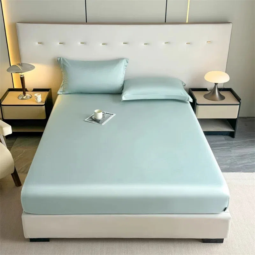 【A&R】三件組 100%天絲床罩組180x200+30cm 湖水綠, , large