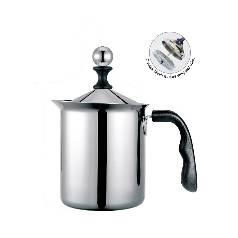 PEARL HORSE Double-Layer Milk Frother with Wooden Handle – 800cc – HK-S-08-800-D, , large