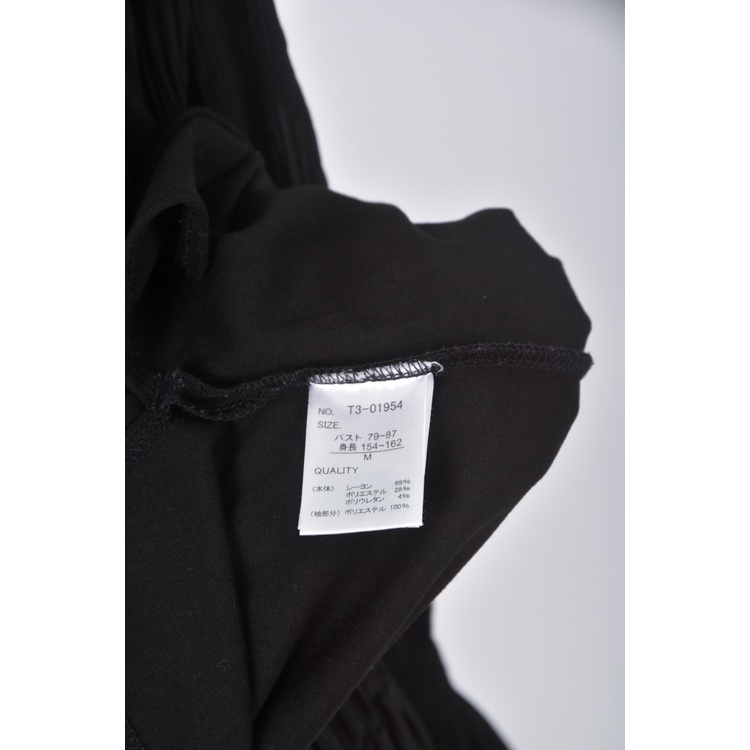 (S) marble waltz質感圓領黑色長袖上衣二手衣, , large