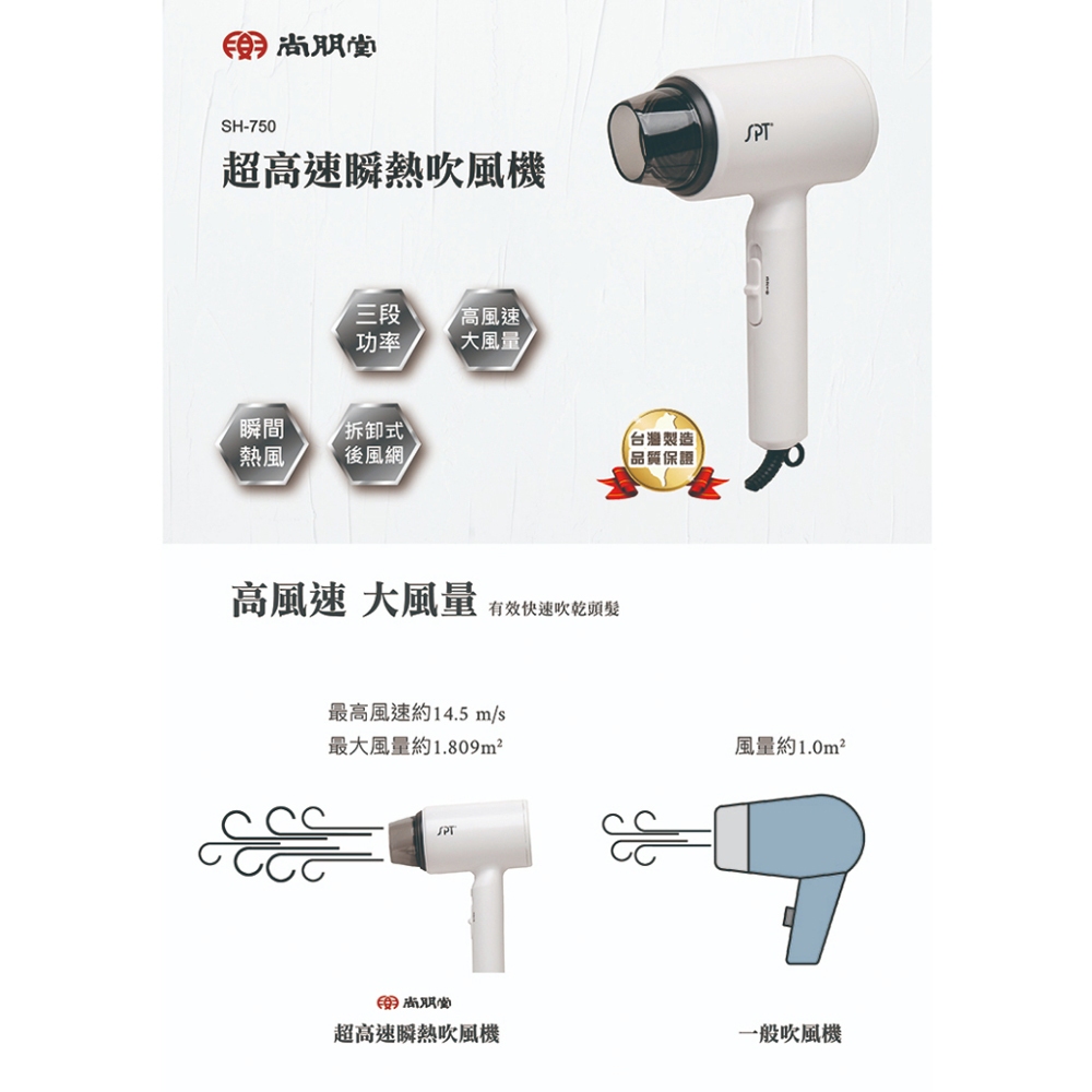 SPT Ultra-Speed Hair Dryer SH-750, , large