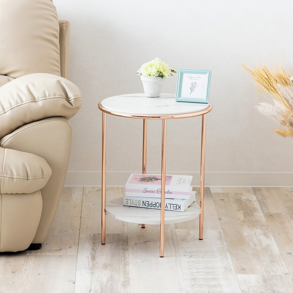 《C&B》耀眼玫瑰金圓形茶几邊桌/便利桌/床頭桌/網美桌/台灣生產, , large