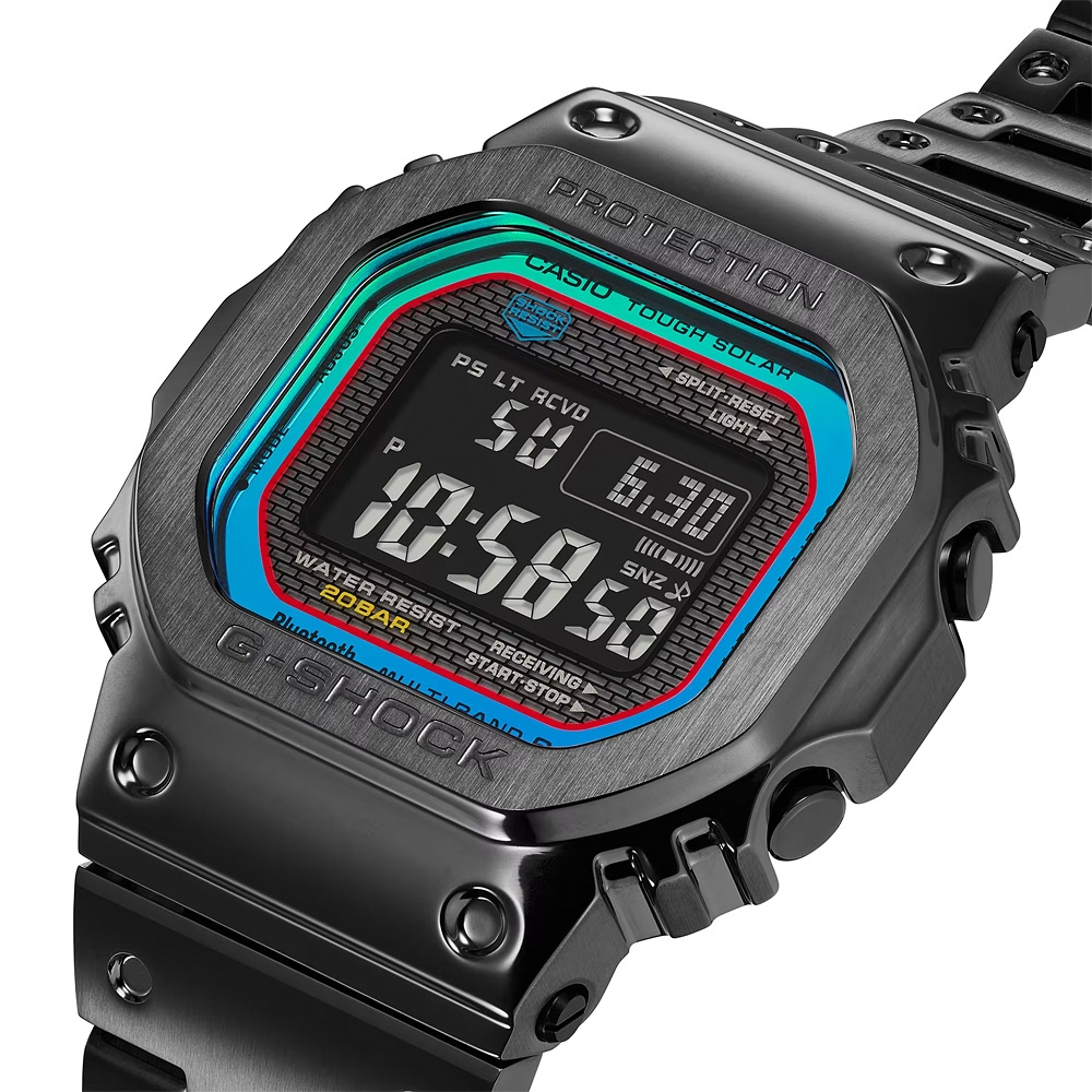 CASIO 卡西歐 G-SHOCK 全金屬 彩虹光譜 太陽能電波手錶-個性黑 GMW-B5000BPC-1, , large