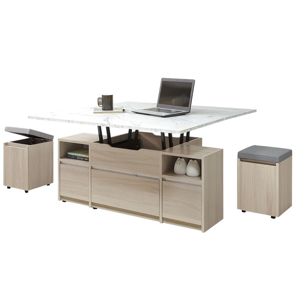 【Hampton 漢汀堡】達文4尺仿石面升降茶几, , large