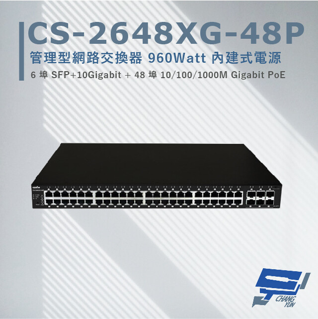 昌運監視器 全新促銷品 限量一台 CS-2648XG-48P 6埠+48埠 10/100/1000M網路交換器, , large