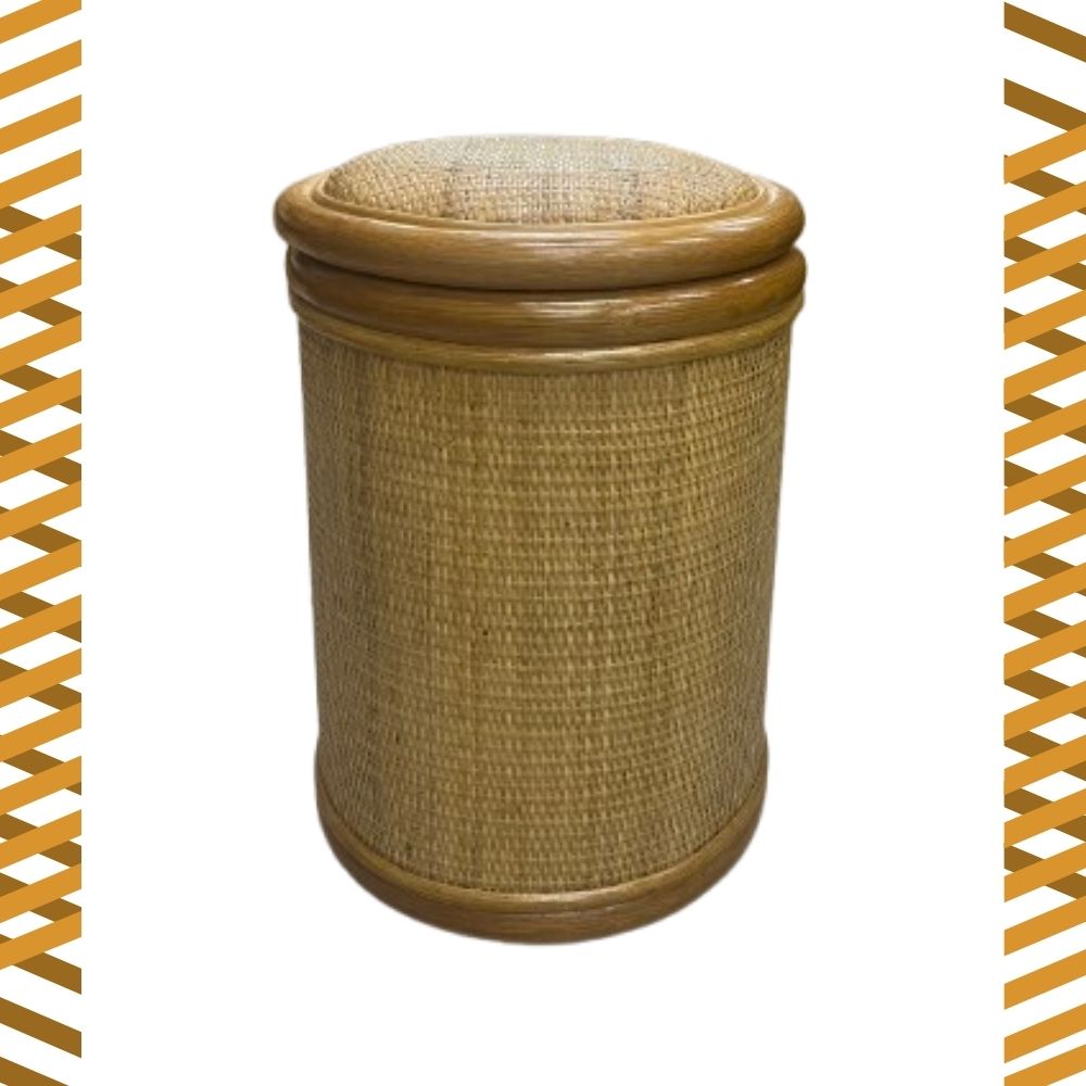 金德恩 GS MALL 台灣製造 直筒鼓椅 收納椅 米桶造型 手工編製 藤椅 收納椅 儲物椅 椅凳 藤製椅 米桶椅, , large