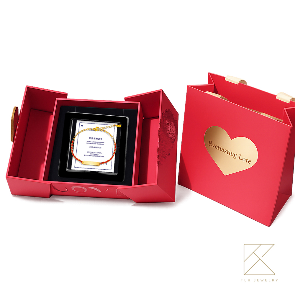 【TLH】黃金紅繩手工編織手鍊 純金999 金愛永繫 約重0.25錢&plusmn;0.03 (純金999 母親節 情人節), , large