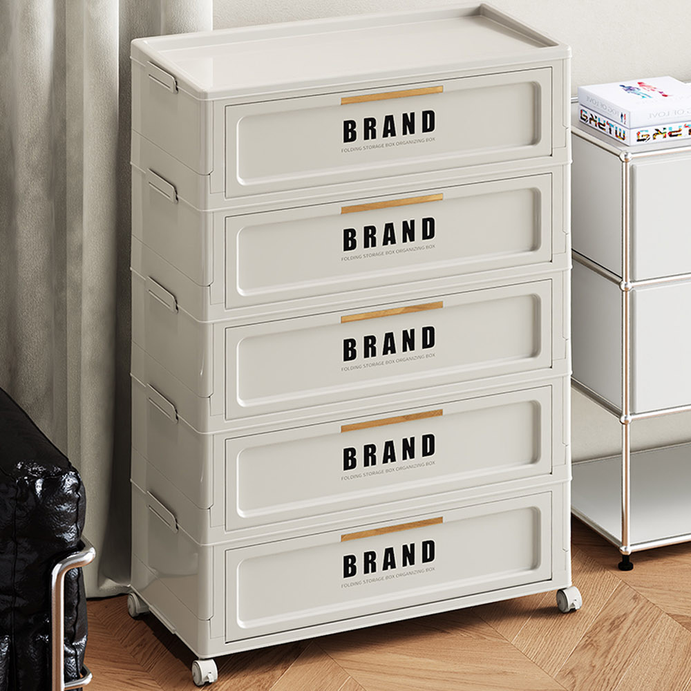 【AOTTO】74面寬簡約附輪五層翻蓋收納櫃(AC-222)