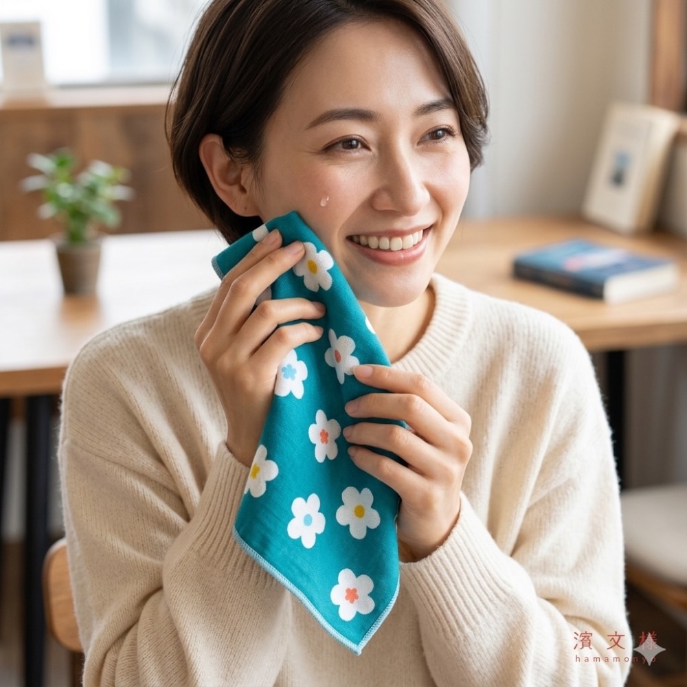 [瑪莎利亞]　日本製【濱文漾】純棉手帕/方巾－清藍白花（3入組）, , large