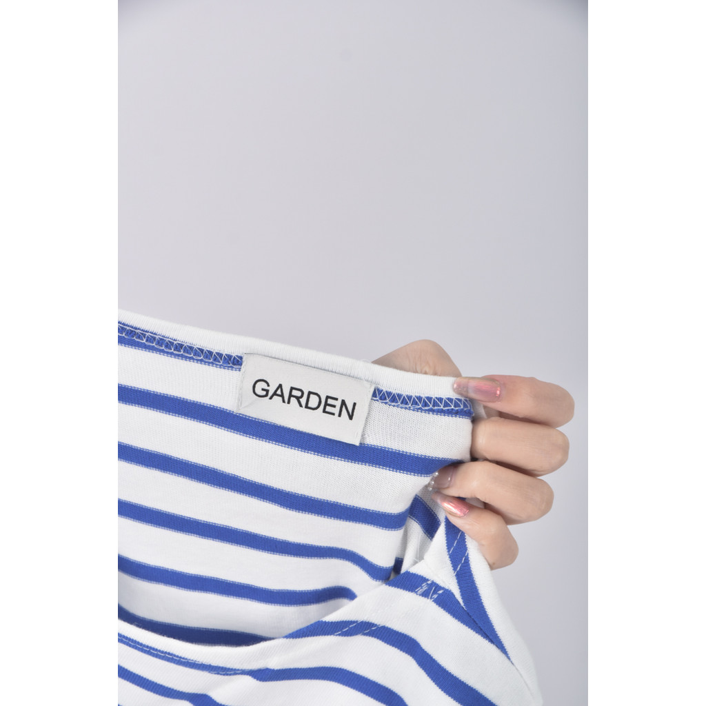 (S) garden橫線條藍色長袖上衣二手衣, , large