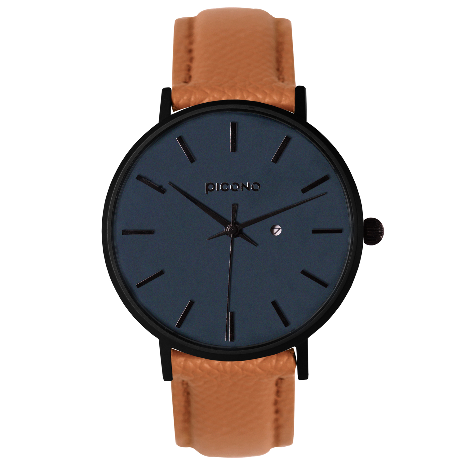 Siempre minimalist brown leather strap couple watch-Dark blue / SI-10901 Men, , large