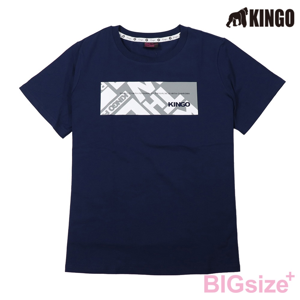 KINGO-大尺碼-女款 圓領T恤-丈青-414128, , large