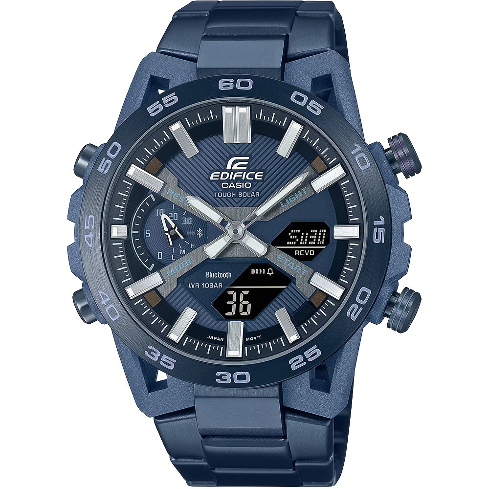 CASIO 卡西歐 EDIFICE 靛藍色 方程式賽車藍芽手錶 ECB-2000CB-2A