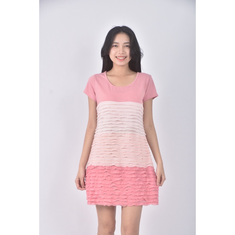 (S) liville質感層次粉色洋裝二手衣, , large