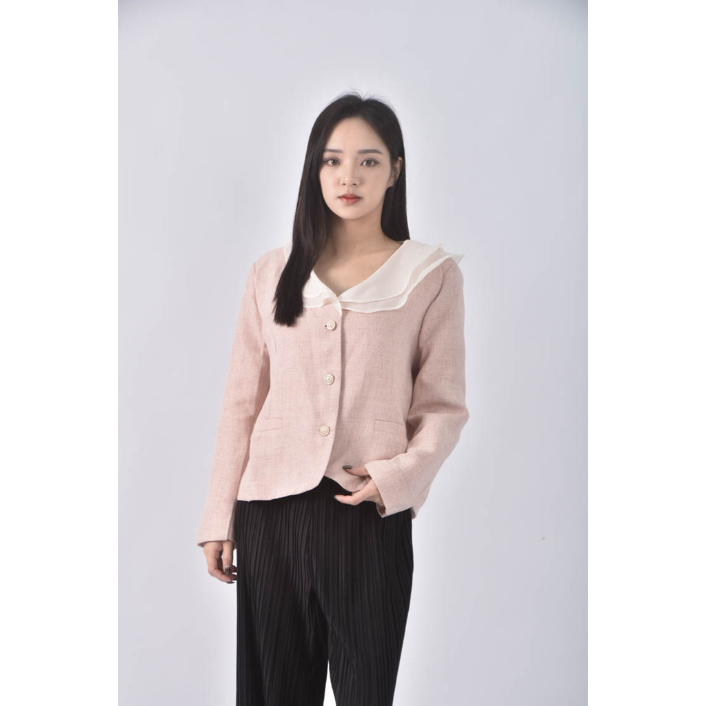 (L) jiang jiang質感假口袋粉色外套二手衣