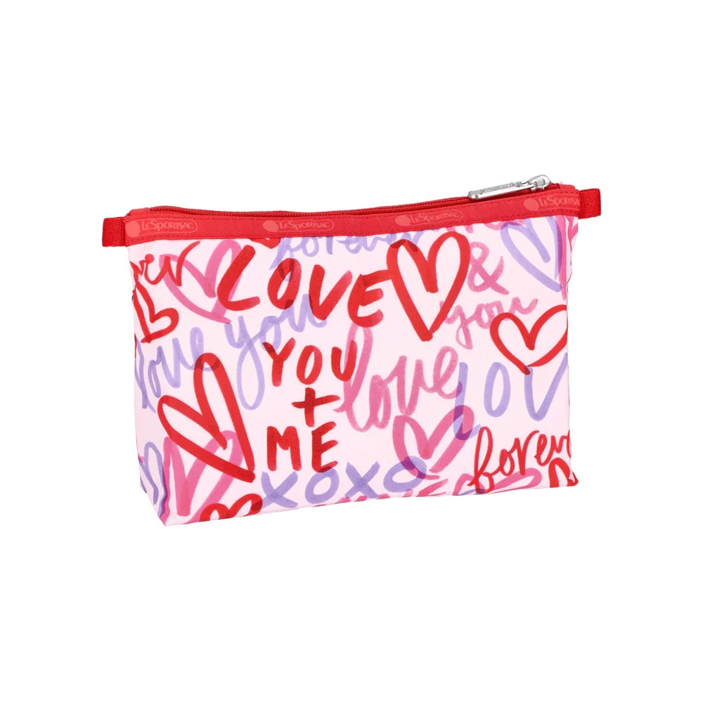 |快速出貨|Lesportsac Cosmetic Clutch 雙層拉鍊化妝包/ 愛情便條手繪風, , large